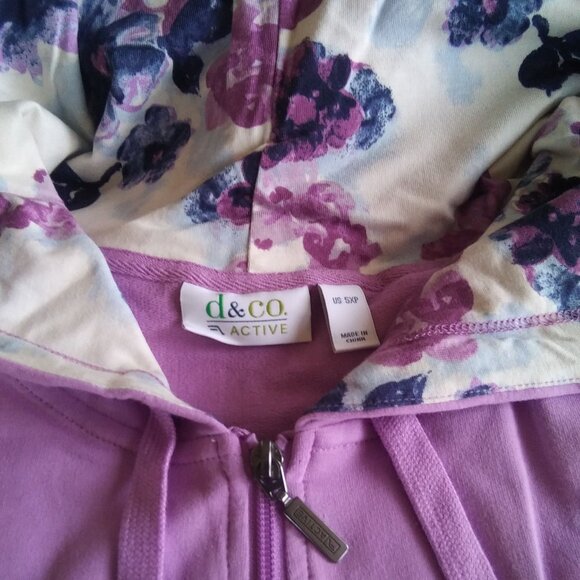 Denim & Co Active Violet French Terry Zip Hoodie-5XP- NWT - Picture 4 of 6